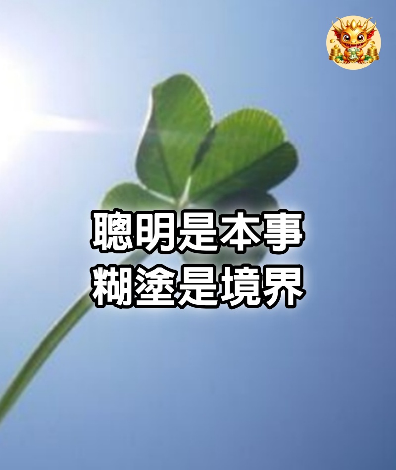 聰明是本事，糊塗是境界（深！）