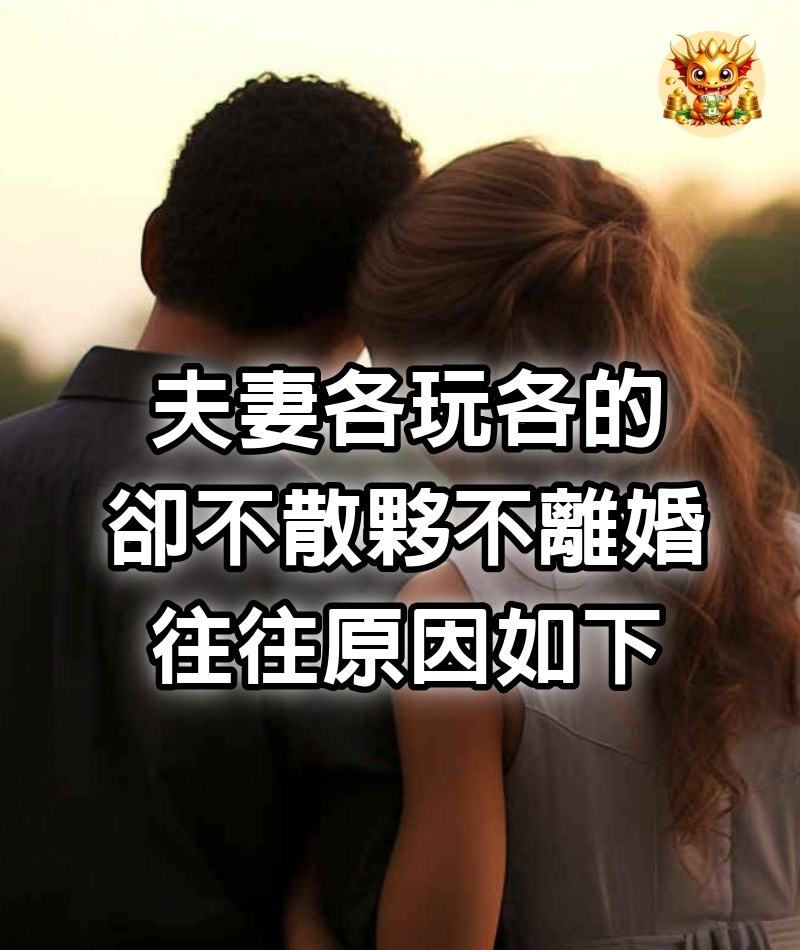 夫妻各玩各的，卻不散夥，不離婚，往往原因如下