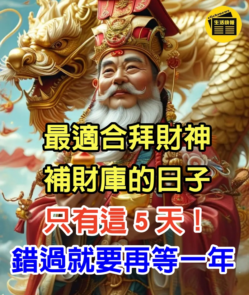 最適合拜財神、補財庫的日子，只有「這５天」！錯過就要再等一年