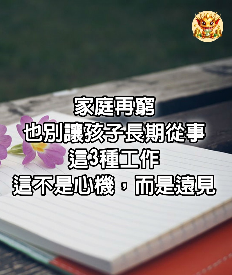 家庭再窮，也別讓孩子長期從事這3種工作，這不是心機，而是遠見