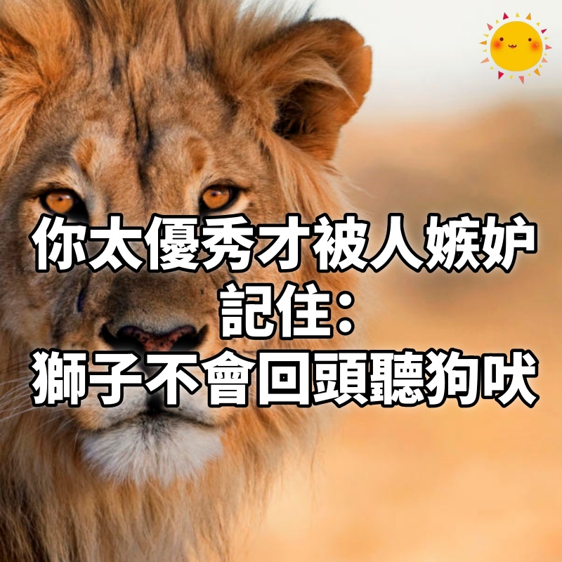 你太優秀,才被人嫉妒;你太出眾,才被人不容!記住:獅子永遠不會回頭聽狗吠!