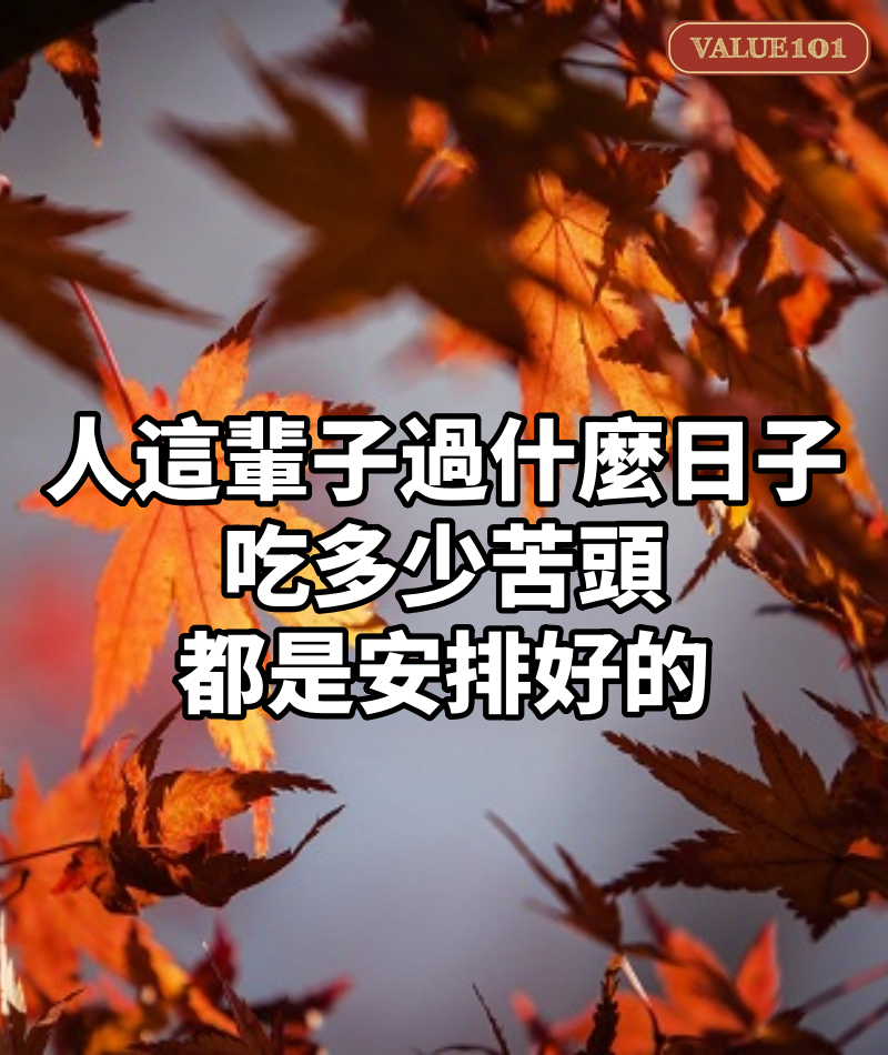 人這輩子,過什麼日子,吃多少苦頭,都是安排好的