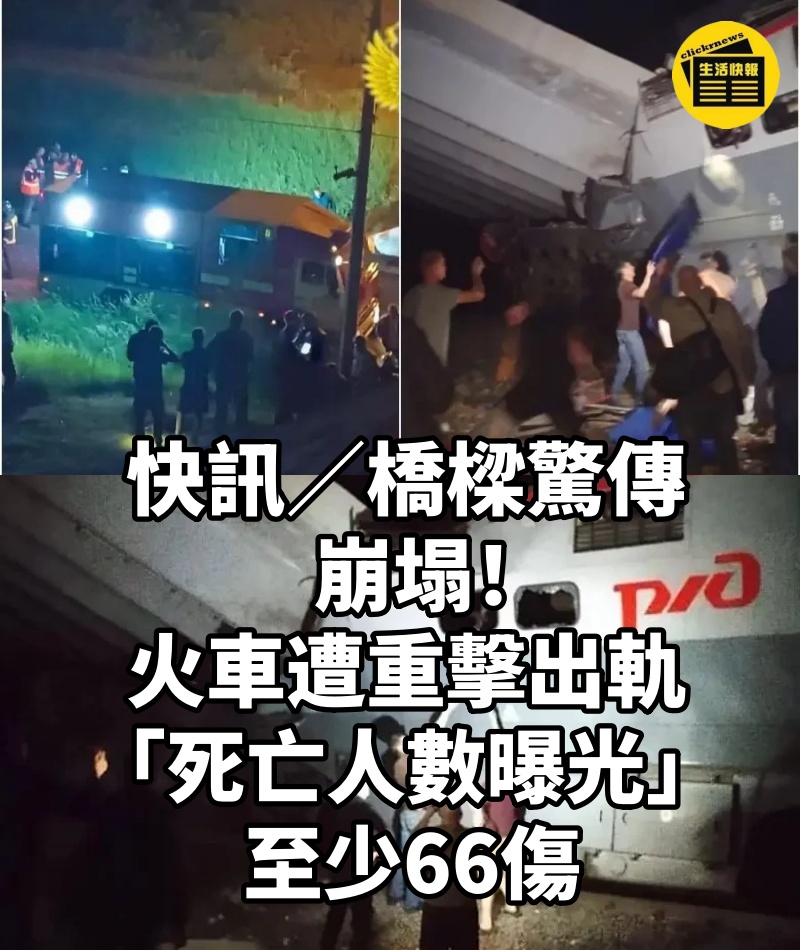 快訊/橋樑驚傳崩塌!火車遭重擊出軌「死亡人數曝光」至少66傷